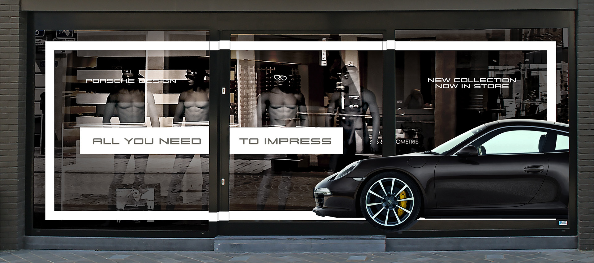 Porsche Design raambelettering